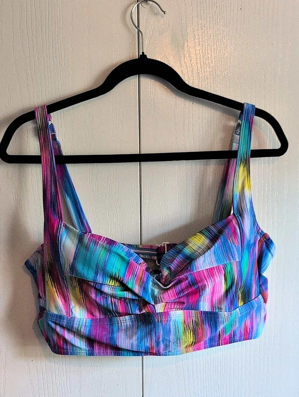 Torrid Underwire Plunge Bikini Top Blue & Pink